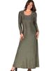 24seven Comfort Apparel 24seven Comfort Apparel Long Sleeve Scoop Neck Shimmery Fabric Maxi Dress - 1