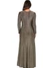 24seven Comfort Apparel 24seven Comfort Apparel Long Sleeve Scoop Neck Shimmery Fabric Maxi Dress - 3