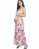 24seven Comfort Apparel 24seven Comfort Apparel Maternity Abstract A-Line Strapless Pocket Maxi Dress - 2