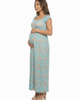 24seven Comfort Apparel 24seven Comfort Apparel Maternity Abstract Square Neck Cap Sleeve Pleated A-Line Maxi Dress - 2