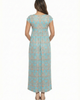 24seven Comfort Apparel 24seven Comfort Apparel Maternity Abstract Square Neck Cap Sleeve Pleated A-Line Maxi Dress - 3