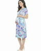 24seven Comfort Apparel 24seven Comfort Apparel Maternity Abstract V-Neck Short Sleeve A-Line Midi Dress - 2