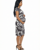 24seven Comfort Apparel 24seven Comfort Apparel Maternity Abstract V-Neck Short Sleeve Knee Length Faux Wrap Dress - 2