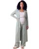 24seven Comfort Apparel 24seven Comfort Apparel Maternity Basic Long Sleeve Tie Waist Soft Jacket and Elastic Waist Wide Leg Pant Set - 1