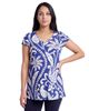 24seven Comfort Apparel 24seven Comfort Apparel Maternity Basic Paisley Print V-Neck Short Sleeve Flared Tunic Top - 1
