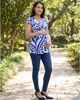 24seven Comfort Apparel 24seven Comfort Apparel Maternity Basic Paisley Print V-Neck Short Sleeve Flared Tunic Top - 5