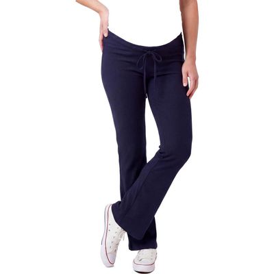 24seven Comfort Apparel 24seven Comfort Apparel Maternity Basic Ribbed Knit Drawstring Straight Leg Lounge Pants