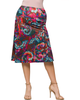 24seven Comfort Apparel 24seven Comfort Apparel Maternity Brown Paisley Print Elastic Waist Knee Length Skirt - 1