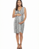 24seven Comfort Apparel 24seven Comfort Apparel Maternity Cheetah V-Neck Sleeveless Faux Wrap Tulip Hem Midi Dress - 1