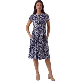 24seven Comfort Apparel 24seven Comfort Apparel Maternity Essential Abstract Print Short Sleeve Boat Neck Pleated Pocket Fit & Flare Midi Dress