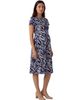 24seven Comfort Apparel 24seven Comfort Apparel Maternity Essential Abstract Print Short Sleeve Boat Neck Pleated Pocket Fit & Flare Midi Dress - 2