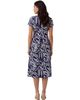 24seven Comfort Apparel 24seven Comfort Apparel Maternity Essential Abstract Print Short Sleeve Boat Neck Pleated Pocket Fit & Flare Midi Dress - 3