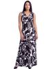 24seven Comfort Apparel 24seven Comfort Apparel Maternity Essential Abstract Print V-Neck Sleeveless Tie Back Empire Waist Maxi Dress - 1