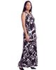 24seven Comfort Apparel 24seven Comfort Apparel Maternity Essential Abstract Print V-Neck Sleeveless Tie Back Empire Waist Maxi Dress - 2