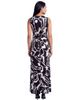 24seven Comfort Apparel 24seven Comfort Apparel Maternity Essential Abstract Print V-Neck Sleeveless Tie Back Empire Waist Maxi Dress - 3