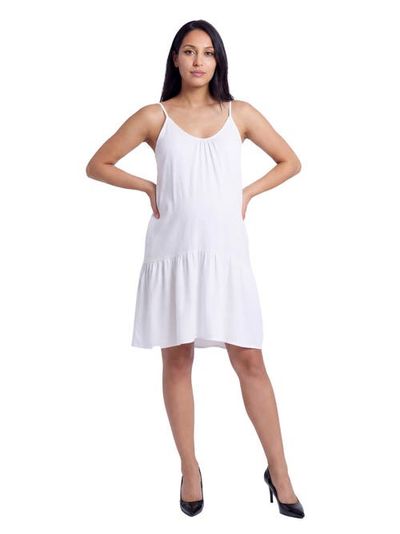 24seven Comfort Apparel 24seven Comfort Apparel Maternity Essential Scoop Neck Spaghetti Strap Pocket A-Line Mini Dress