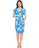 24seven Comfort Apparel 24seven Comfort Apparel Maternity Floral Flutter Sleeve Faux Wrap Knee Length Dress - 1