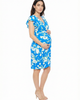 24seven Comfort Apparel 24seven Comfort Apparel Maternity Floral Flutter Sleeve Faux Wrap Knee Length Dress - 2
