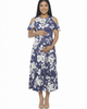 24seven Comfort Apparel 24seven Comfort Apparel Maternity Floral Ruffle Sleeve Cold Shoulder A-Line Maxi Dress - 1