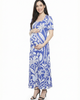 24seven Comfort Apparel 24seven Comfort Apparel Maternity Floral Scoop Neck Elbow Sleeve A-Line Maxi Dress - 1