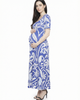24seven Comfort Apparel 24seven Comfort Apparel Maternity Floral Scoop Neck Elbow Sleeve A-Line Maxi Dress - 2