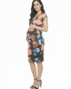 24seven Comfort Apparel 24seven Comfort Apparel Maternity Floral V-Neck Short Sleeve Knee Length Faux Wrap Dress - 2