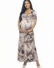 24seven Comfort Apparel 24seven Comfort Apparel Maternity Paisley Scoop Neck Elbow Sleeve A-Line Maxi Dress - 1