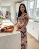 24seven Comfort Apparel 24seven Comfort Apparel Maternity Paisley Scoop Neck Elbow Sleeve A-Line Maxi Dress - 5