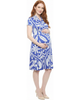 24seven Comfort Apparel 24seven Comfort Apparel Maternity Paisley Short Sleeve Faux Wrap A-Line Dress - 1