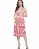 24seven Comfort Apparel 24seven Comfort Apparel Maternity Paisley V-Neck Sleeveless Pleated Pocket Midi Fit N Flare Dress - 1
