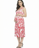 24seven Comfort Apparel 24seven Comfort Apparel Maternity Paisley V-Neck Sleeveless Pleated Pocket Midi Fit N Flare Dress - 2