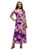 24seven Comfort Apparel 24seven Comfort Apparel Maternity Purple Floral Print Elbow Sleeve Casual A-Line Maxi Dr - 1