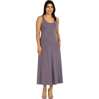 24seven Comfort Apparel 24seven Comfort Apparel Maternity Scoop Neck Sleeveless Maxi Dress with Pockets