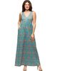 24seven Comfort Apparel 24seven Comfort Apparel Maternity Sky Blue Sleeveless V-Neck Maxi Dress With Pockets - 1