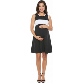24seven Comfort Apparel 24seven Comfort Apparel Maternity Sleeveless Round Neck Knee Length Soft Flare A-Line Dress