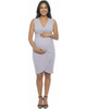 24seven Comfort Apparel 24seven Comfort Apparel Maternity V-Neck Sleeveless Faux Wrap Tulip Hem Midi Dress - 1