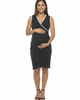 24seven Comfort Apparel 24seven Comfort Apparel Maternity V-Neck Sleeveless Faux Wrap Tulip Hemline Midi Dress - 1