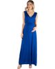 24seven Comfort Apparel 24seven Comfort Apparel Maternity V-Neck Sleeveless Maxi Dress with Belt - 1
