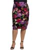 24seven Comfort Apparel 24seven Comfort Apparel Multi Floral Print Midi Pencil Skirt - 1