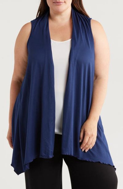 24seven Comfort Apparel 24seven Comfort Apparel Open Front Sidetail Stretch Vest