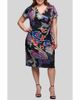 24seven Comfort Apparel 24seven Comfort Apparel Paisley Floral Wrap Front Knit Midi Dress - 1
