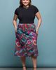 24seven Comfort Apparel 24seven Comfort Apparel Paisley Print Elastic Waist Midi Skirt - 5