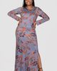 24seven Comfort Apparel 24seven Comfort Apparel Paisley Print Long Sleeve Maxi Dress - 4