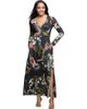 24seven Comfort Apparel 24seven Comfort Apparel Paisley Print Long Sleeve Wrap Maxi Dress - 1