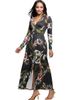 24seven Comfort Apparel 24seven Comfort Apparel Paisley Print Long Sleeve Wrap Maxi Dress - 2