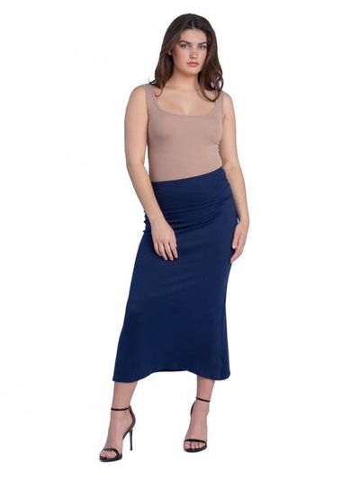 24seven Comfort Apparel 24seven Comfort Apparel Petite Comfortable Foldover Maxi Skirt