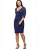 24seven Comfort Apparel 24seven Comfort Apparel Petite V Neck Faux Wrap Knee Length Dress - 2