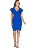 24seven Comfort Apparel 24seven Comfort Apparel Petite V Neck Ruffle Sleeve Knee Length Dress - 1