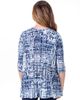 24seven Comfort Apparel 24seven Comfort Apparel Petites Navy Print Elbow Length Sleeve Open Cardigan - 3