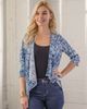 24seven Comfort Apparel 24seven Comfort Apparel Petites Navy Print Elbow Length Sleeve Open Cardigan - 4